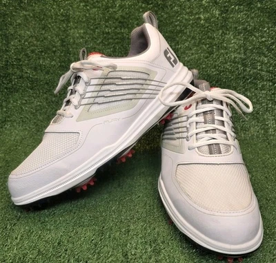 Mens Size 9 FootJoy Fury Spiked Golf Shoes Ortholite 51100 White/Red - Imagem 1 de 4