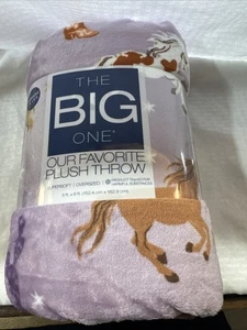 The Big One Oversized Plush Throw Blanket Cozy 5'x6' or 60"x72"- Horses - Picture 1 of 3