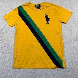 Vintage Y2K Polo Ralph Lauren Big Pony Tee Striped Casual Top Boys Kids Size 7 - Picture 1 of 8