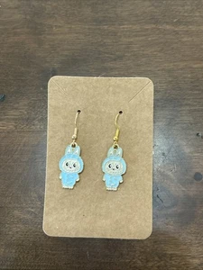 Hypoallergene Ohrhänger Blau Energie Monster Trendy Ikone Goldfarben - Bild 1 von 3