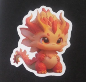 Bright Colorful Adorable Baby Dragon Sticker 2.25" x 1.78" (AAG) - Picture 1 of 2
