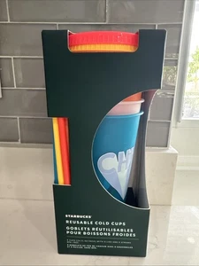 Starbucks tazze fredde riutilizzabili 2020 5 confezioni 24 oz tazze colorate fredde estive retrò NUOVE - Foto 1 di 4