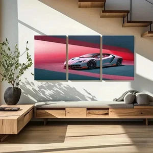Arte de pared de fondo rojo y azul Lamborghini 3 piezas enmarcado 50x70 cm - Imagen 1 de 3