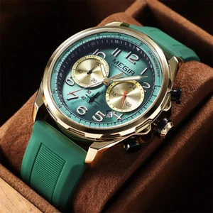 Quartz Watch for Men Chronograph Waterproof Wristwatch with Date Luminous Hands - Picture 1 of 18