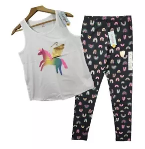 Cat Jack Girls Unicorn Rainbow Clothes Outfit Tank Top Leggings XL 14/16 - Picture 1 of 9