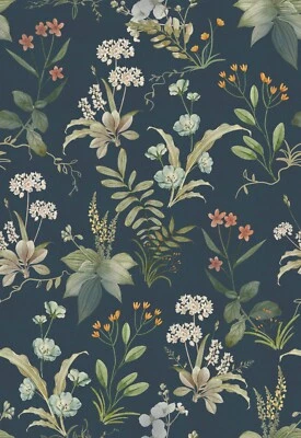 Simon&Siff Peel and Stick Blue Wallpaper Vintage Floral Vinyl Wallpaper - Image 1 of 4