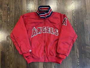 Vintage Majestic Los Angeles Anaheim Angels Dugout Bullpen Jacket Red Size XL