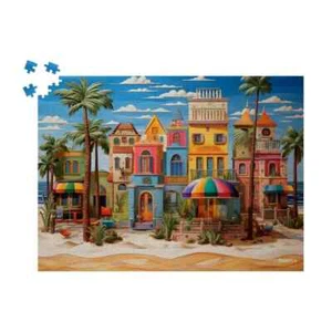 Island Chic Bungalows: Wooden Jigsaw Puzzle for Adults 500pc Puzzle by Durazza - Picture 1 of 3