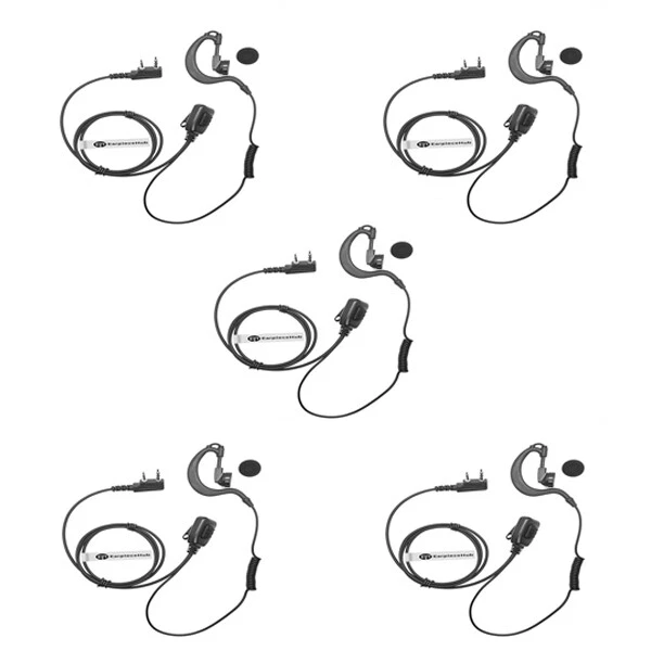 5 X MIDLAND Radio 2 Pin G Shape Ear Hook Earpiece With HQ PTT Mic LXT340  - Image 1 of 3