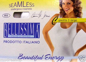 CANOTTA DONNA BELLISSIMA SPALLA LARGA MICROFIB BIANCO NATURALE TG S/M M/L -053 - Picture 1 of 1