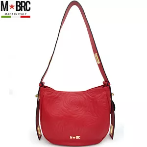 M*BRC M.Braccialini Made in Italy borsa a tracolla in pelle rossa rose a rilievo - Foto 1 di 9