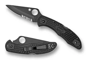 Spyderco Black Delica 4 C11PSBBK Saber Ground FRN Combo Edge Knife * VG-10 - Picture 1 of 1