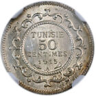 Tunisia 50 Centimes 1915A Ngc Ms64 'Muhammad Al-Nasir Bey'
