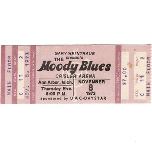 THE MOODY BLUES & NICKY JAMES BAND Concert Ticket Stub ANN ARBOR MI 11/8/73 Rare - Picture 1 of 2