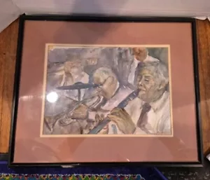 VTG Fred Haimes Framed Watercolor New Orleans Jazz 20.5" X 17" - Picture 1 of 9