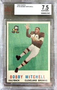 1959 Topps BOBBY MITCHELL RC BROWNS #140 rookie HOF CENTERED near mint + BVG 7.5