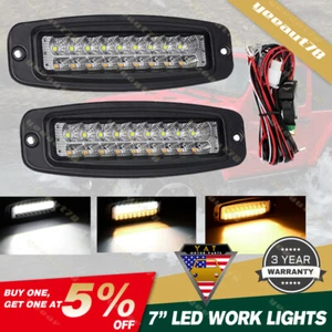2X 7inch 54W Flush Mount LED Pods Work Light Driving Fog Lamp+Wire Offroad 4WD - Picture 1 of 10
