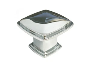 Polished Chrome 1 1/4" Kitchen Bathroom Cabinet Square Knob & Pulls 31MM - Picture 1 of 2