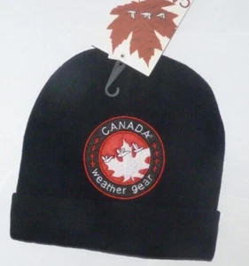 NUEVO CANADÁ Weather Gear Invierno Sombrero Gorra Gorro Puño Bordado Hombres Negro Nuevo con Etiquetas - Imagen 1 de 1