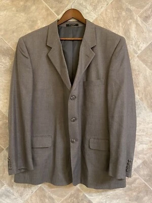 Versini Blazer Men's 48 Regular Gray Single Breasted Notch Lapel Silk Wool Blend - Image 1 of 4