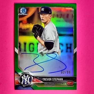 2018 Bowman Chrome - True Green Refractor - Trevor Stephan - Auto #d/99 Yankees - Picture 1 of 1