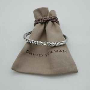 David Yurman 5mm Cable Buckle Bracelet with Diamonds Size medium