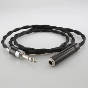 Black Audio Extension Cable Silver Plated 6.35mm 1/4" Stereo TRS Male to Female - Picture 1 of 7