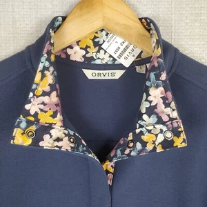 TOMMY BAHAMA Womens Size Large New Blue 1/4 Snap Sweatshirt 100% Cotton Floral - Picture 1 of 16