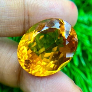 MESMERIZE 29.24 CT GOLDEN YELLOW CITRINE OVAL LAB CREATED LOOSE GEMSTONE - Picture 1 of 3