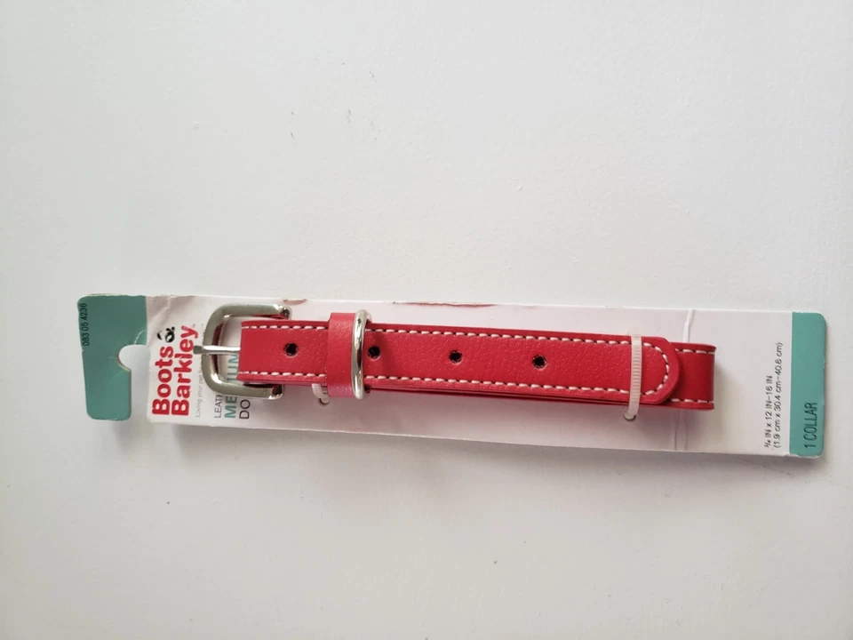 Red Leather Dog Collar for Medium Sized Dogs - Image 1 of 4