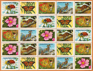 CANADA  WILDLIFE Stamps Very Fine Sheet 25 MNH Stamps
