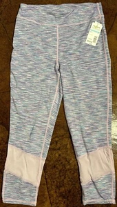 NEW-Everlast Sport Yoga Pants Workout Leggings Gray Striped Youth Sz XL 16 - Picture 1 of 4