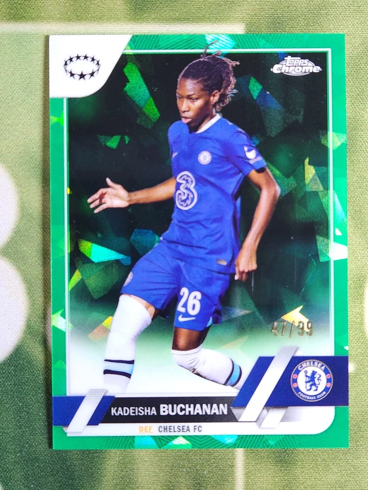 2023 Topps Chrome Sapphire Womens UEFA Kadeisha Buchanan Green /99 #49 - Image 1 of 2
