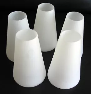 5 VTG frosted white mid-century modern chandelier 7"H cups in great shape - Picture 1 of 3