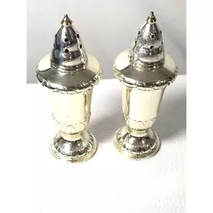 Salt Pepper Shakers Silver Stamped 22 3.75" Vintage Note - Picture 1 of 11