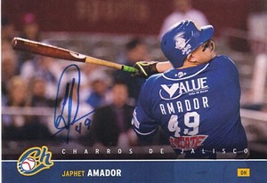 JAPHET AMADOR SIGNED AUTO CARD DIABLOS ROJOS DEL MEXICO 2019 CHARROS DE JALISCO