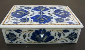 Marble Jewelry Box Semi Precious Stones floral inlay handmade home decor gifts - Picture 1 of 3