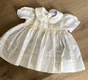 Vestido Vintage FRIEDKNIT CREATIONS Amarillo Ahumado Rosa de Texas Infante 3M ❤️eb2j1 - Imagen 1 de 6