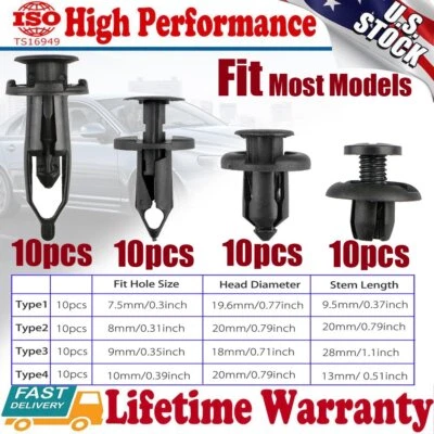 40 peças pino de pressão para carroceria rebite acabamento painel prendedor clipe moldagem capô variedade - Imagem 1 de 4