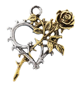 Bloom of the Eternals Pendant Necklace, Romantic Love Heart, Rose Gothic Flower - Picture 1 of 3