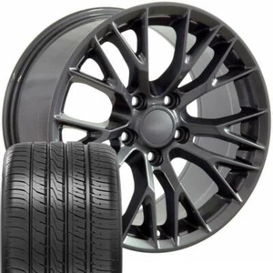 18 Inch Gunmetal 5734 Wheels & Tires Fit Camaro & C4 Corvette - C7 Z06 Rim - Picture 1 of 6
