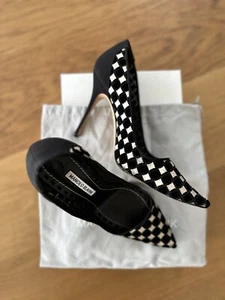 Manolo Blahnik High Heels Schuhe Damen Gr. 38 schwarz-weiß Hand made in Italy - Bild 1 von 10