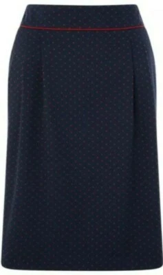 Monsoon Cecile Jacquard Spot Skirt Uk 22 Bnwt Navy Blue with Red - Image 1 of 4