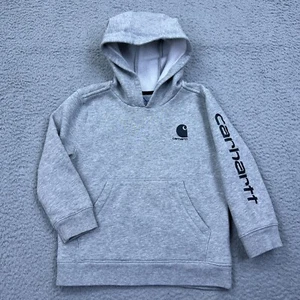 Carhartt Youth Hoodie Size 6 Gray Fleece Sweatshirt Logo Outdoor Unisex Kids - Picture 1 of 11