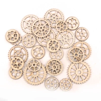 20 or 32 Mixed Cogs Gears Wheels, Steampunk Wooden Mixed Media Craft Art Grunge - Image 1 of 2