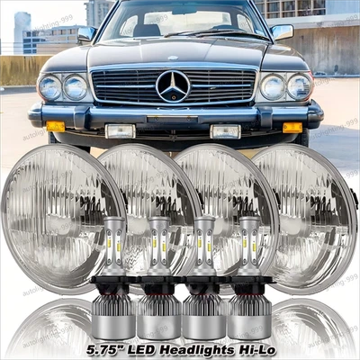 For Mercedes-Benz 380SL 450SL 560SL 4PCS 5.75" Round LED Headlights Hi-Lo Beam - Image 1 of 4