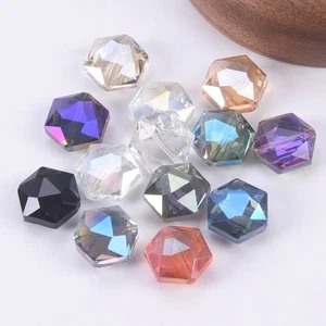 10pcs Hexagon 12mm 16mm 20mm 22mm Faceted Crystal Glass Loose Beads DIY Jewelry - Picture 1 of 20