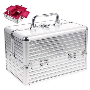 Astuccio cosmetico in lega di alluminio organizer box make up viaggio trucco - Foto 1 di 11