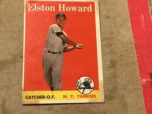 1958 Topps ELSTON HOWARD Baseball Card - #275 Yankees - EX - Corner Wear - Stain - Picture 1 of 2