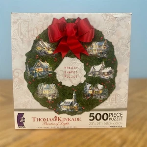 Thomas Kinkade Puzzle Weihnachten Feiertag Kranz 500 Stück Puzzle 23 x 24 Zoll - Bild 1 von 8